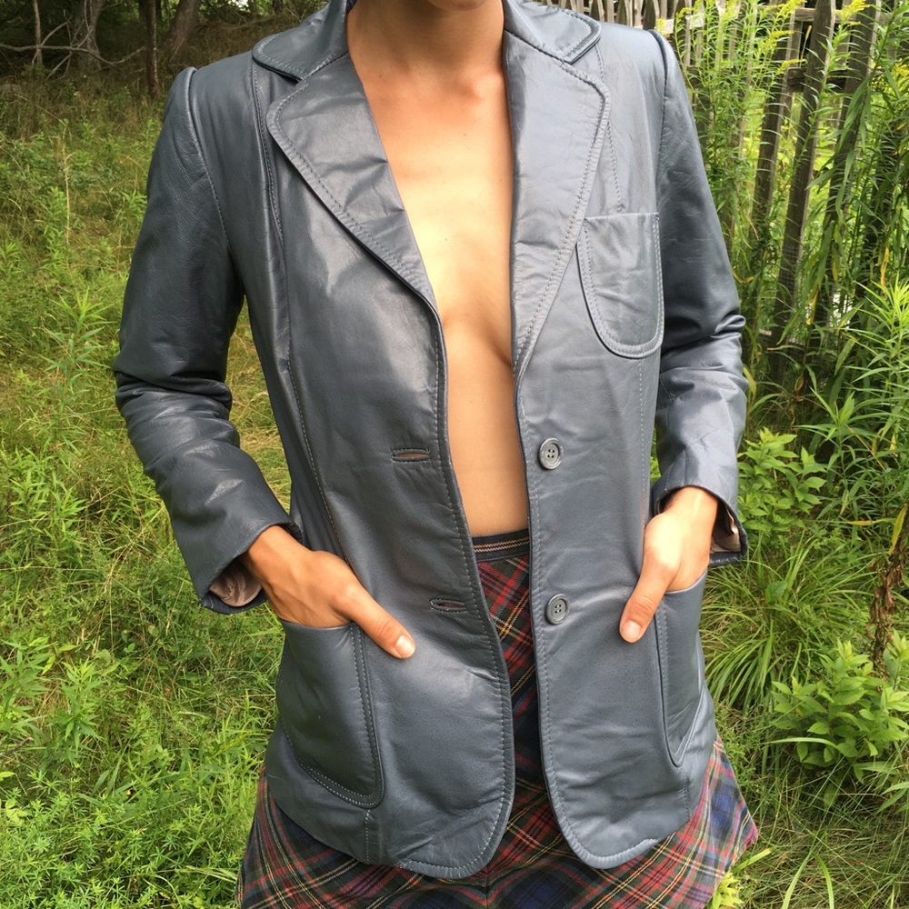 Leather blazer jacket vintage 70s